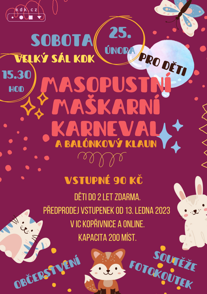 PRO DĚTI: Masopustní maškarní karneval