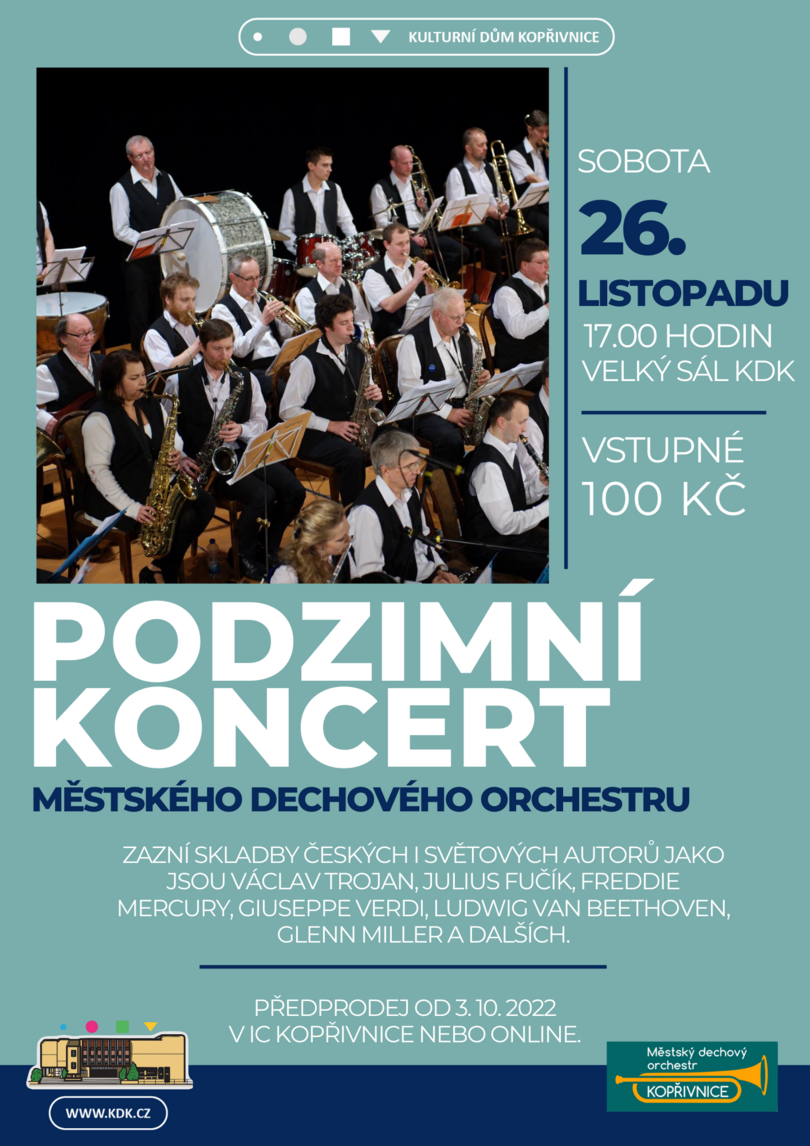 KONCERT: Podzimní koncert Městského dechového orchestru Kopřivnice